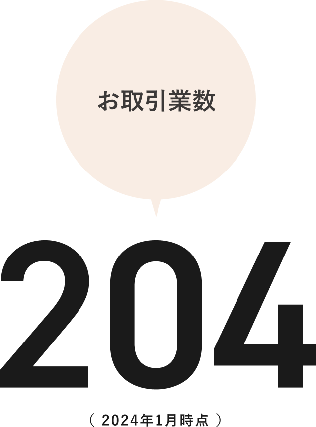 お取引業数 204（2024年1月時点）